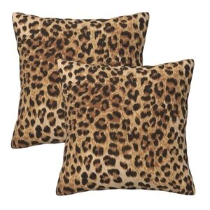 Leopard Print Throw Pillow Covers-Set of 2